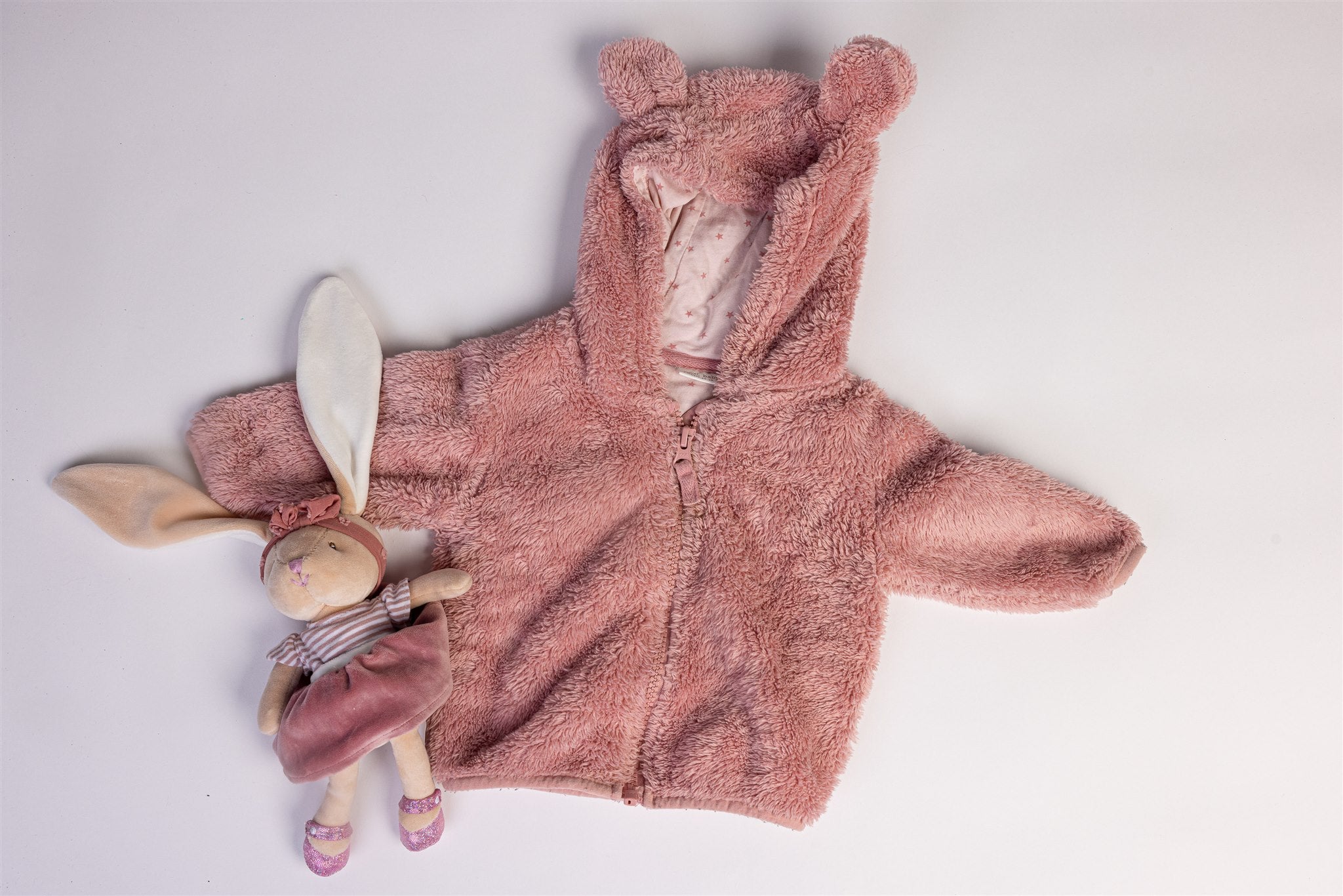 Veste zippée ours en peluche super douce avec oreilles d'ours