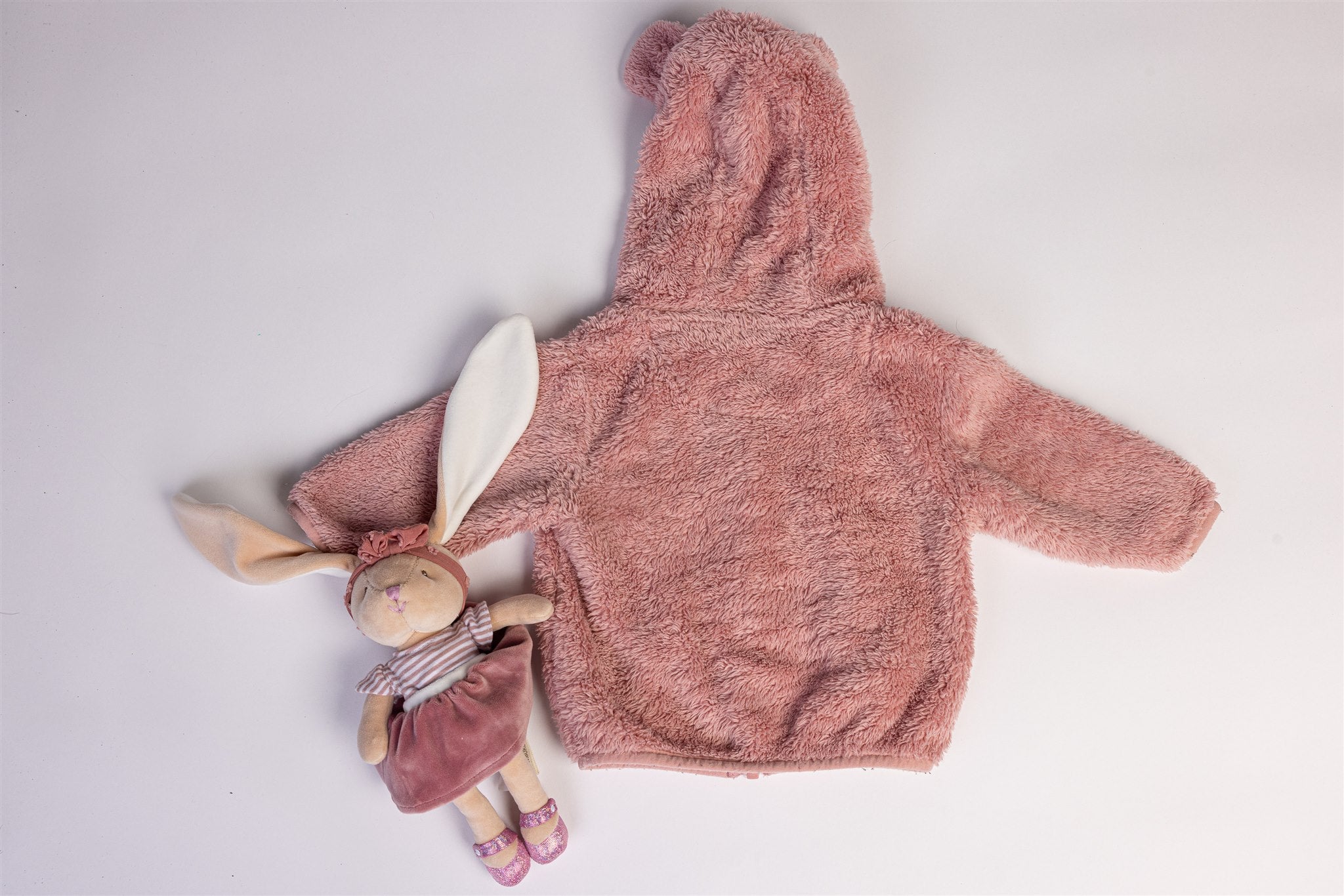 Veste zippée ours en peluche super douce avec oreilles d'ours