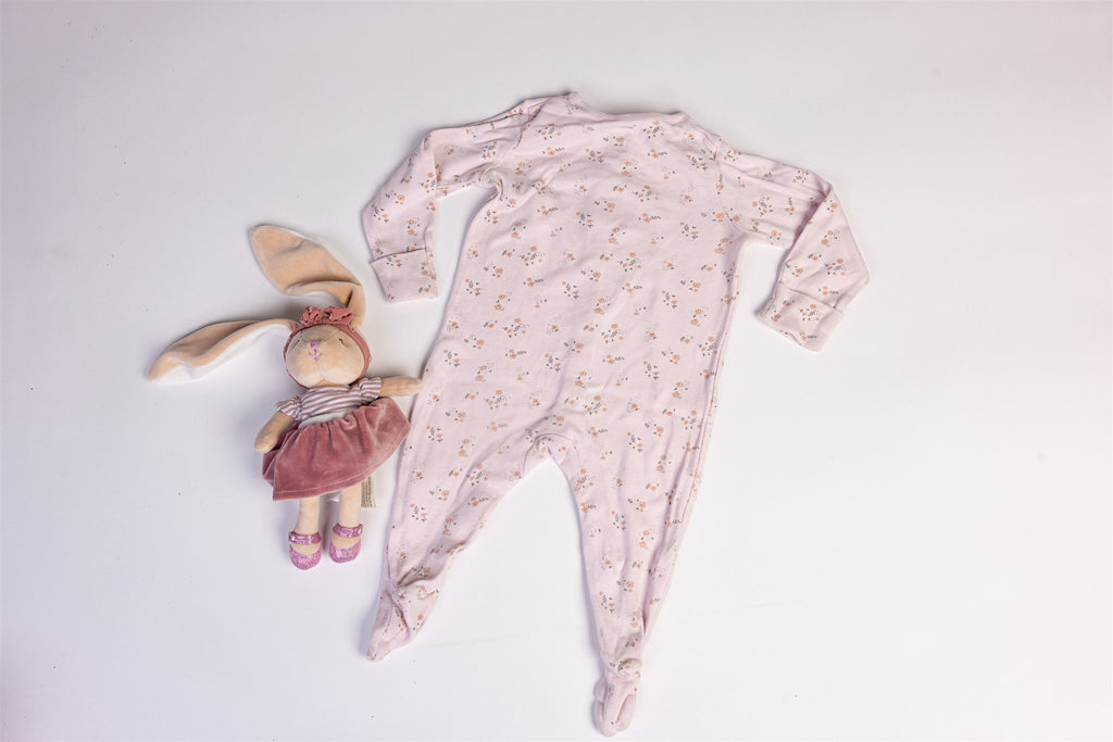 Pale pink floral sleepsuit
