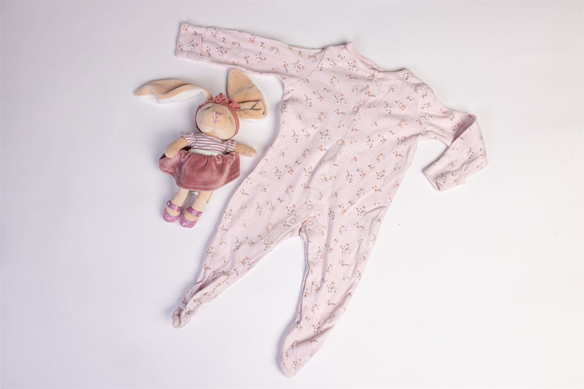 Pale pink floral sleepsuit