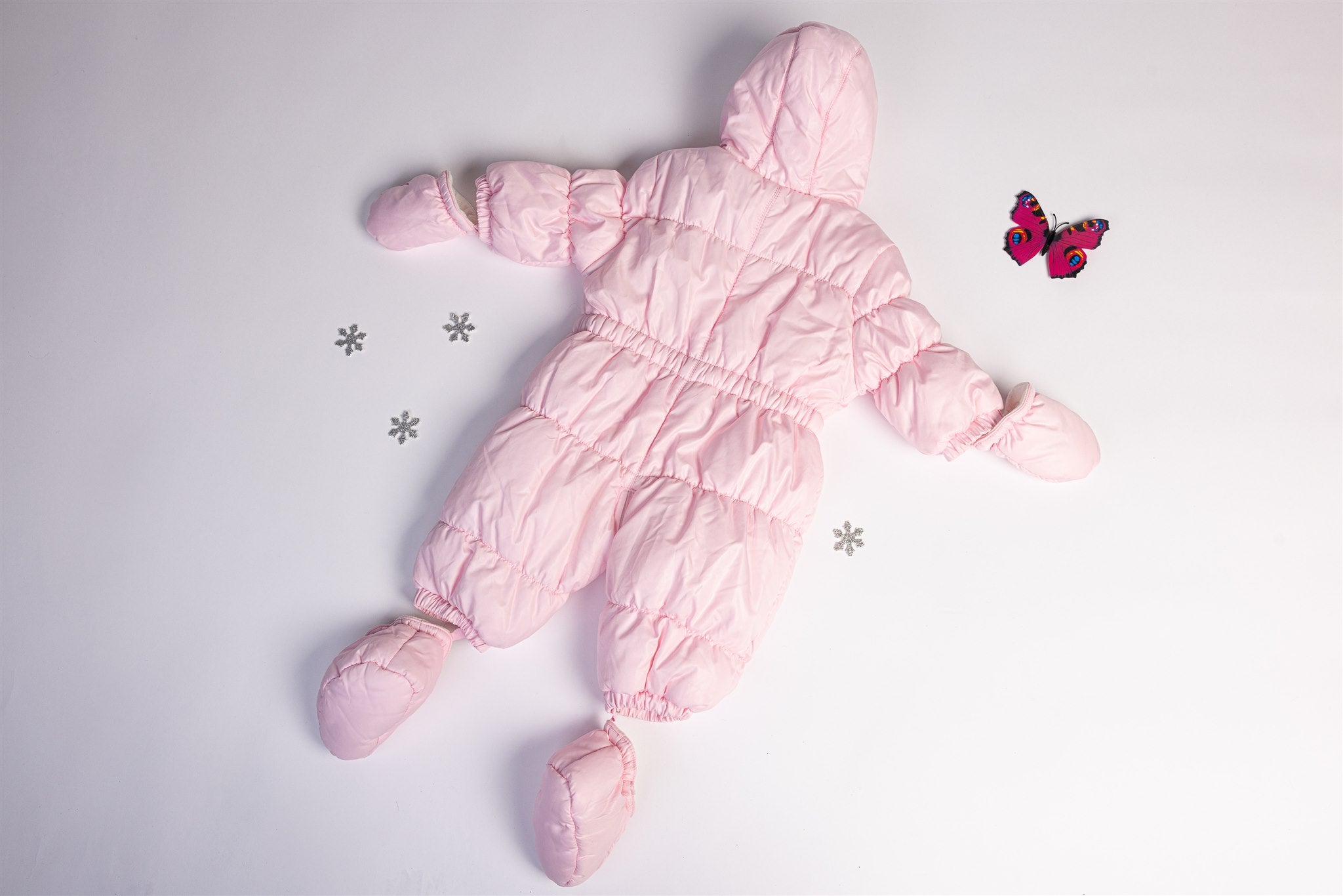 Pink padded pramsuit with bunny