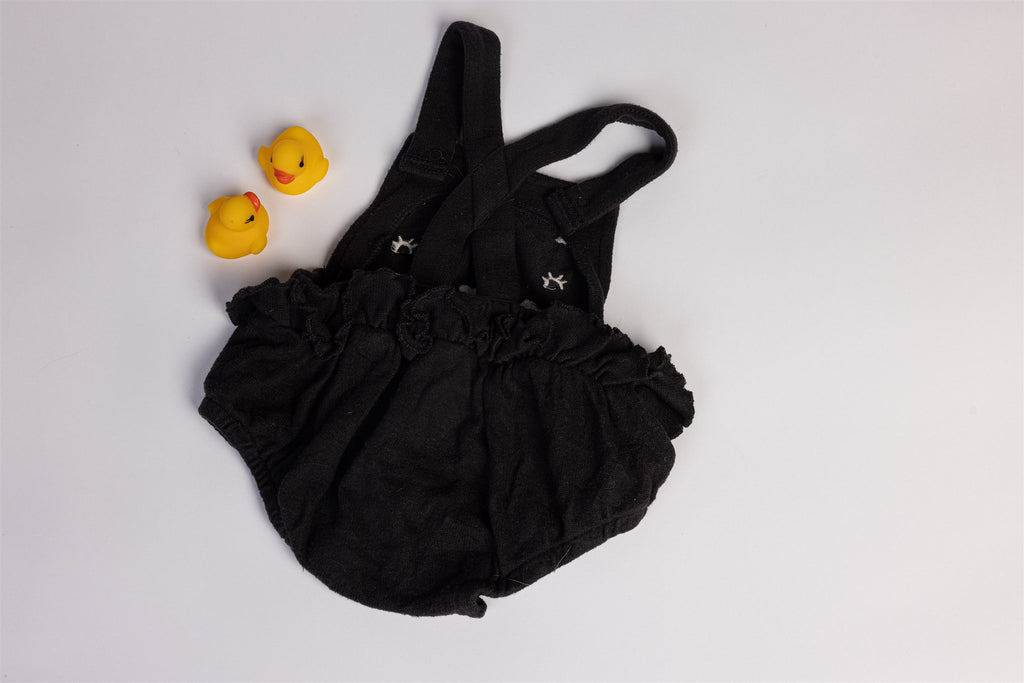 Black cat dungaree romper