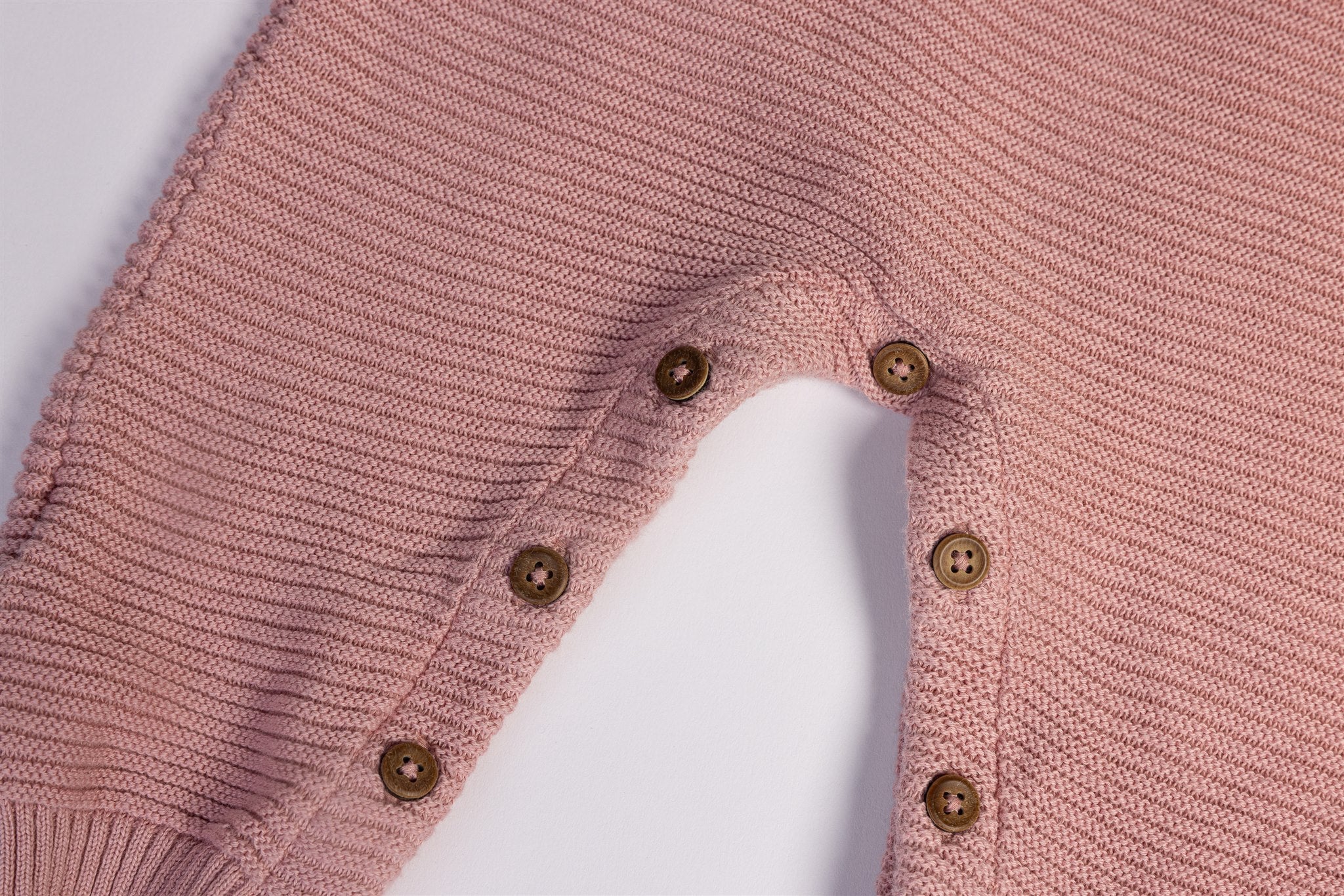 Knitted frill dungarees in dusty pink