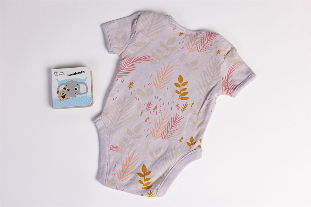 Leaf print bodysuit in soft lilac