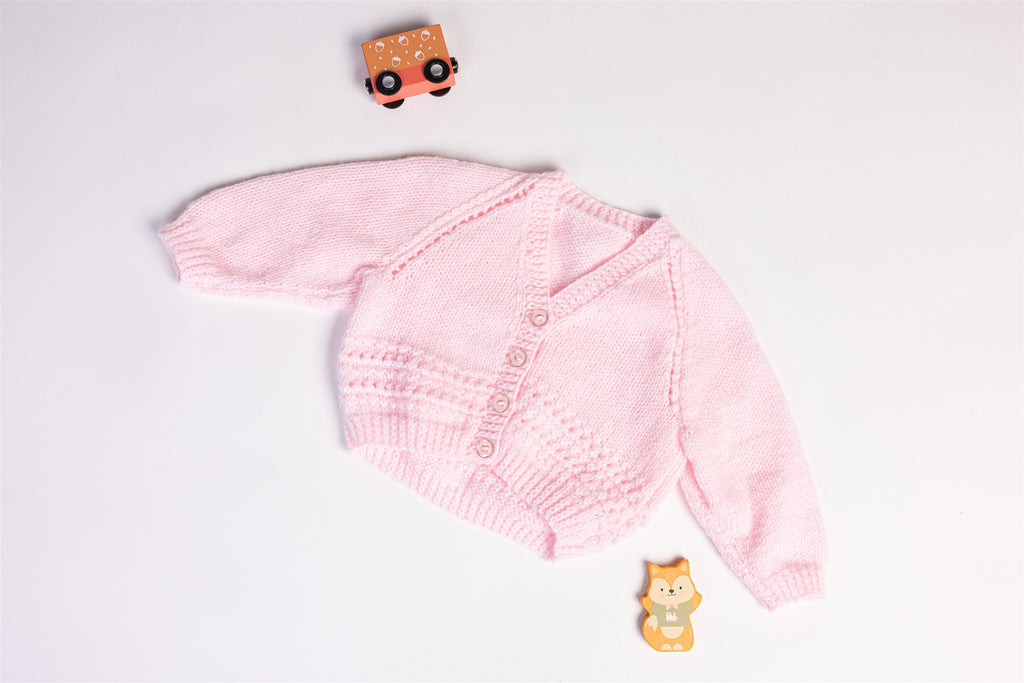 Pink handmade knitted cardigan