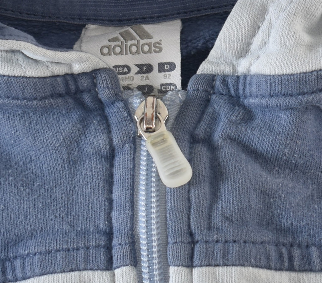 Adidas blue zip hoodie with embroidered logo