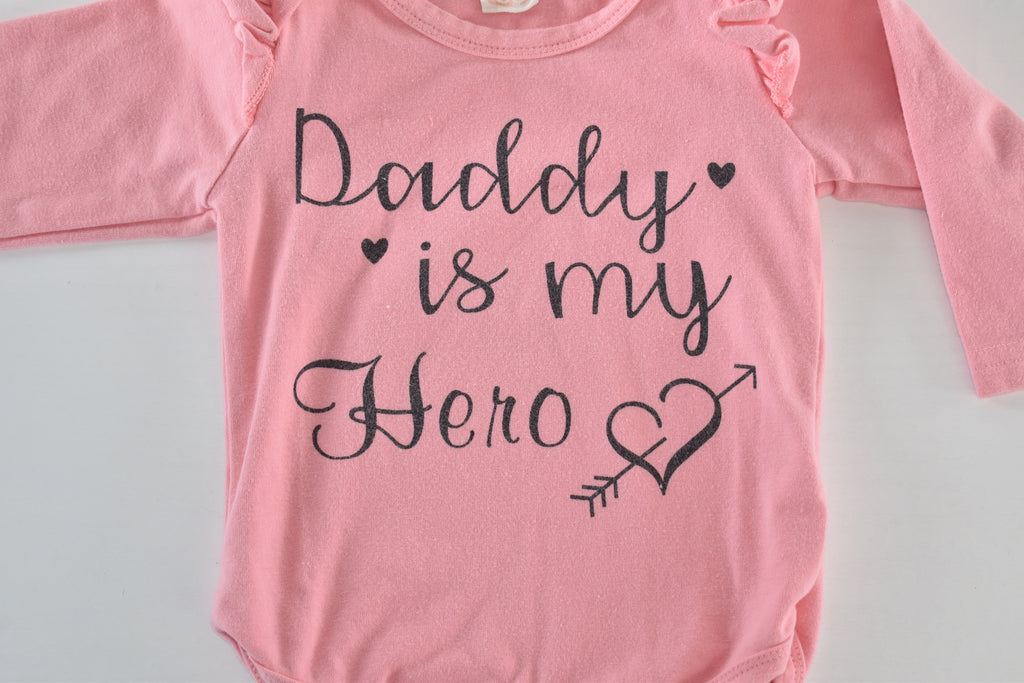 "Daddy Is My Hero" long sleeve bodysuit