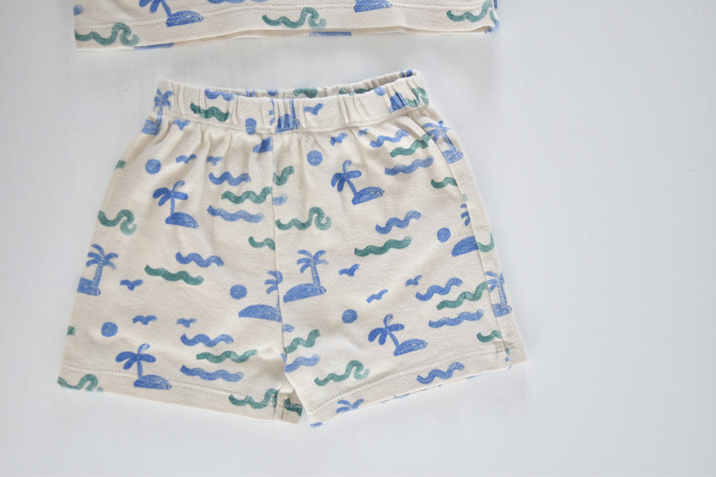 Beach print top and shorts set