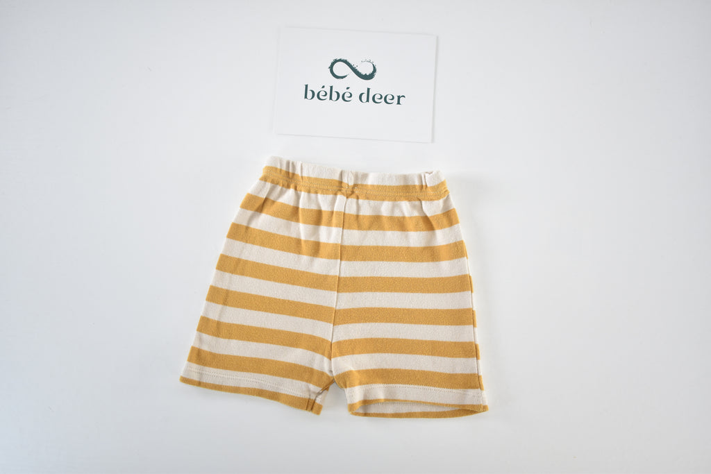 Mustard and cream striped shorts