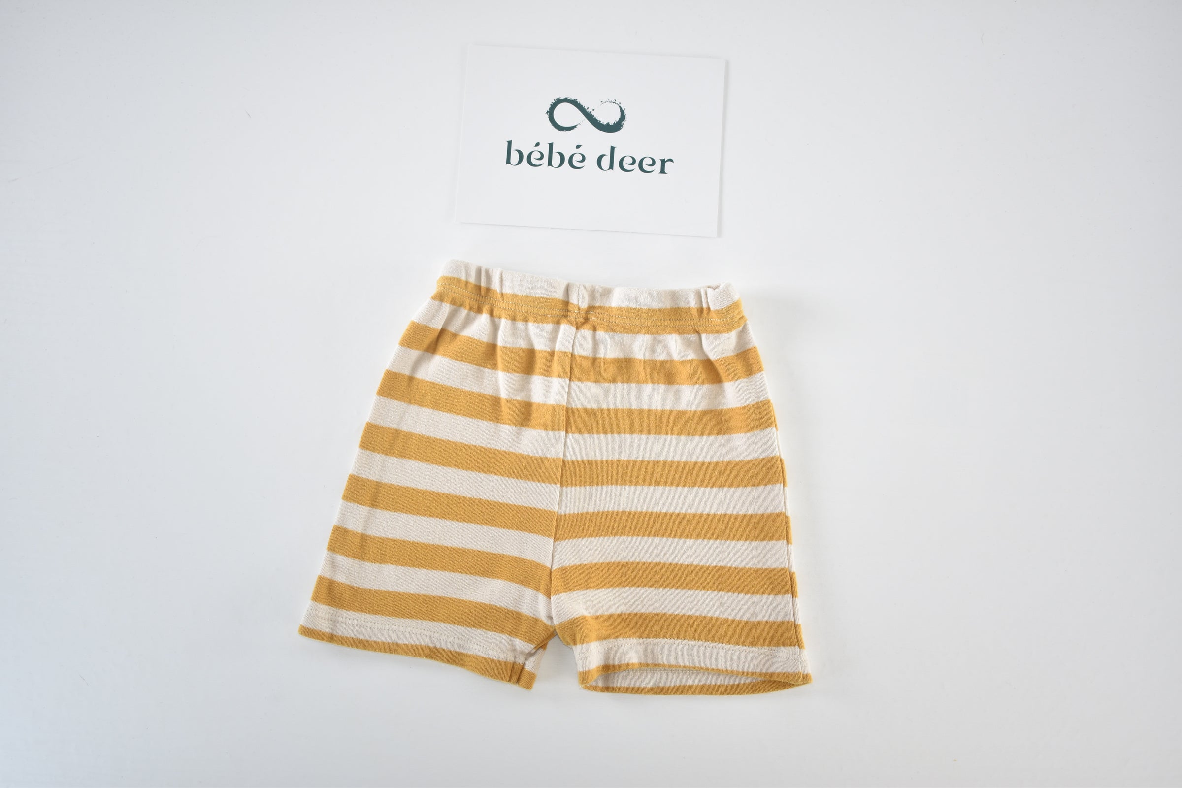 Mustard and cream striped shorts