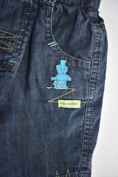 Short en jean, lapin "et les carottes"