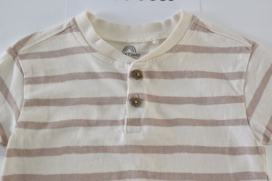 Striped top with wooden-effect buttons