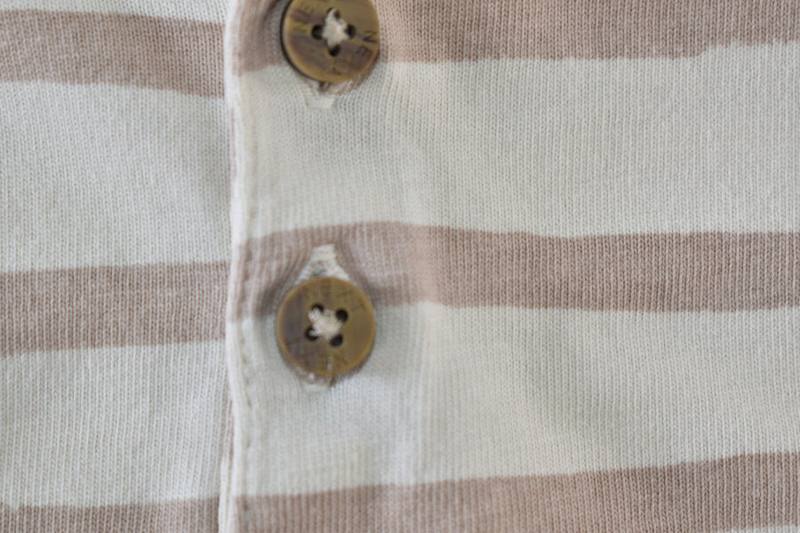 Striped top with wooden-effect buttons