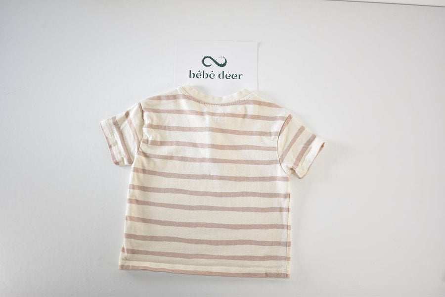 Striped top with wooden-effect buttons