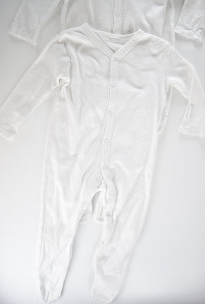3-pack white sleepsuits