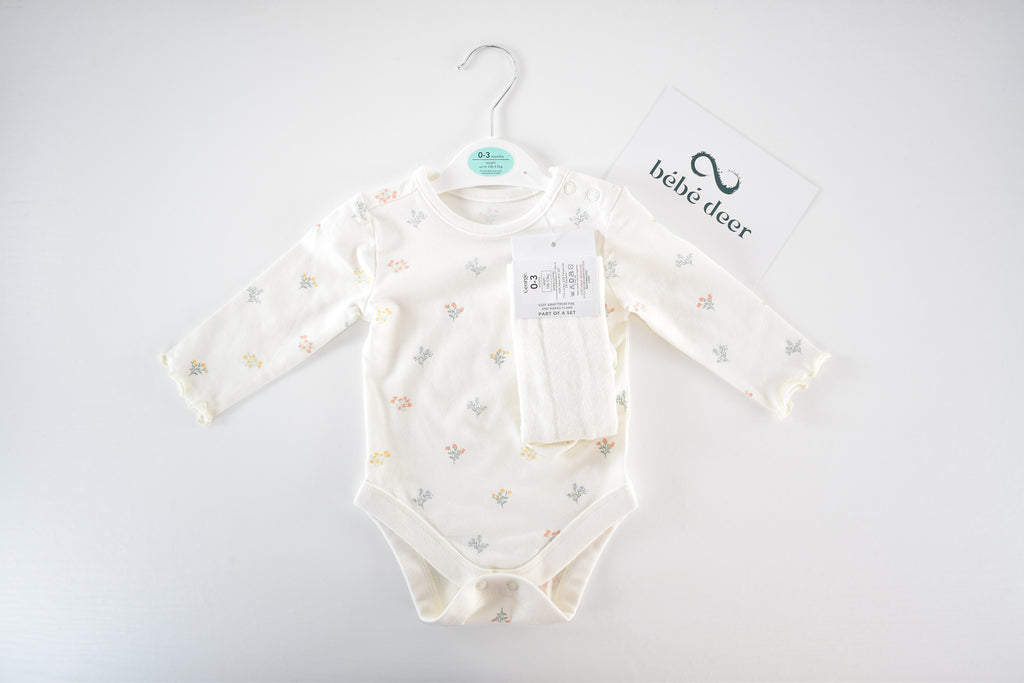 Floral print bodysuit with tights