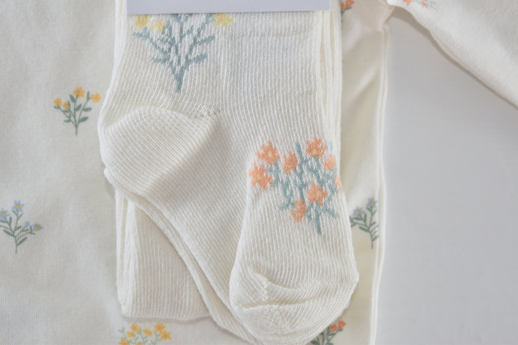 Floral print bodysuit with tights