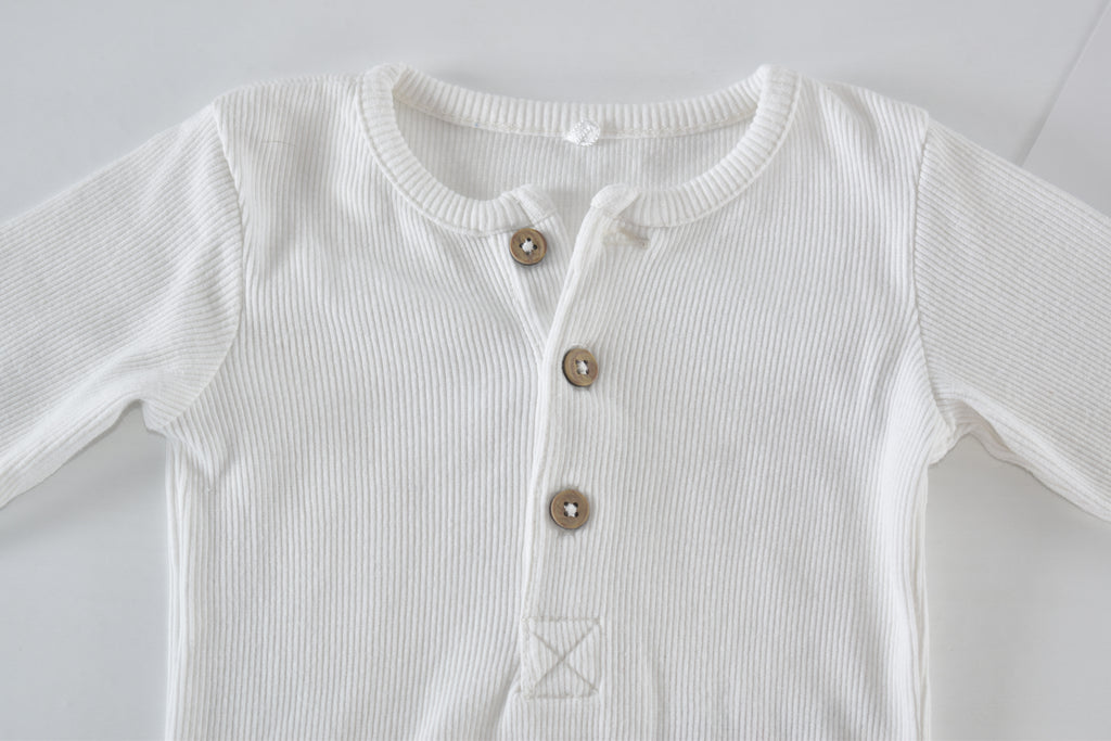 White ribbed long sleeve bodysuit