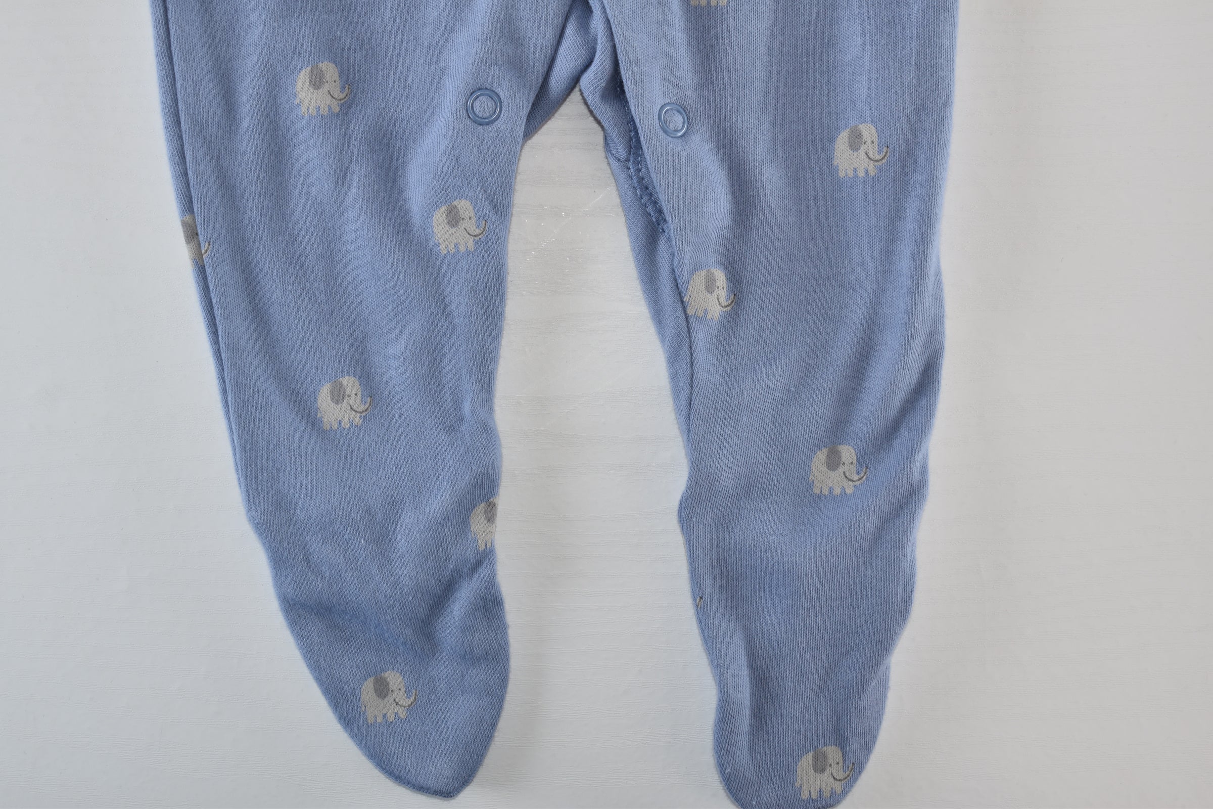 Blue elephant print sleepsuit