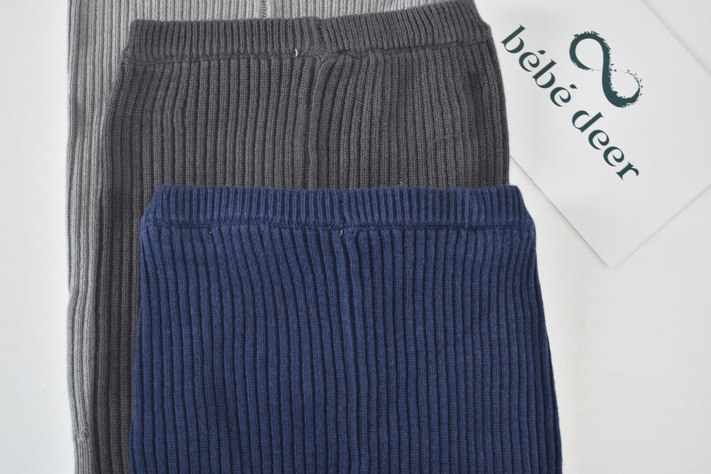 Ribbed Knit Trousers – Pack of 3 (Grey, Charcoal & Navy)