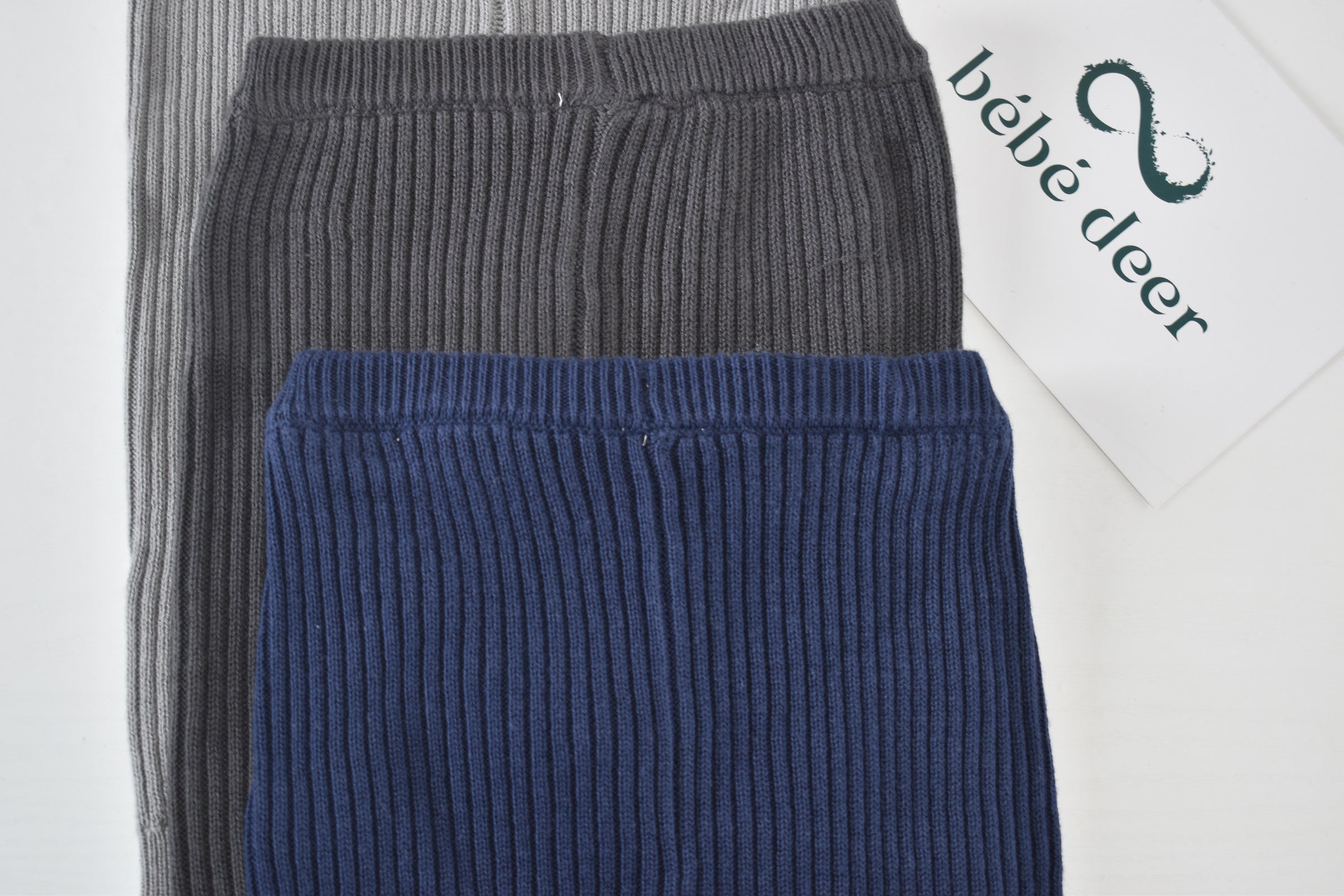 Ribbed Knit Trousers – Pack of 3 (Grey, Charcoal & Navy)