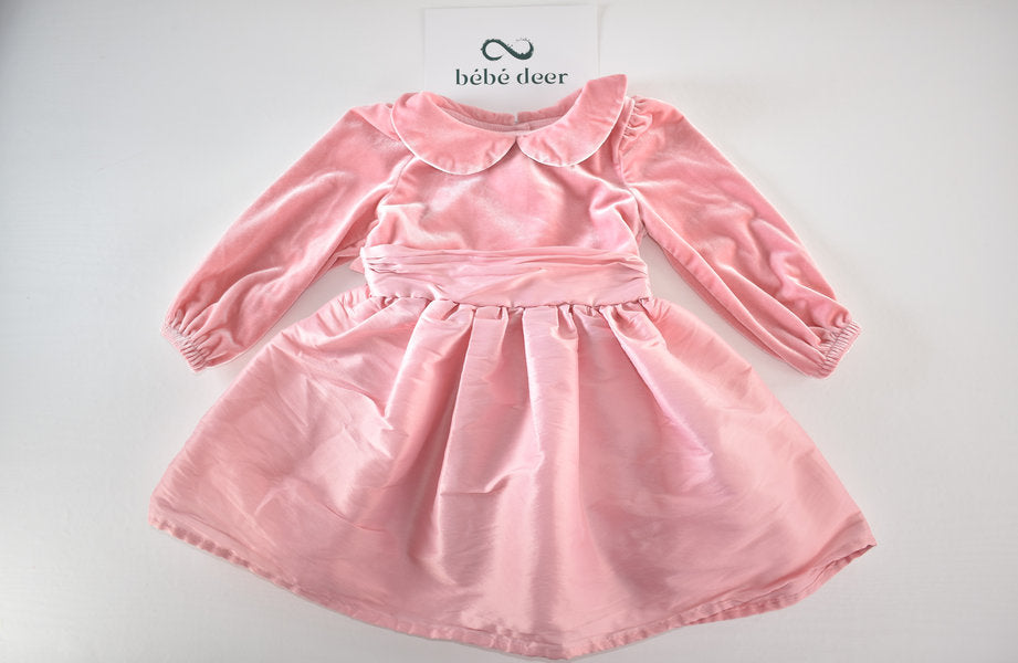 Pink velvet effect party dress