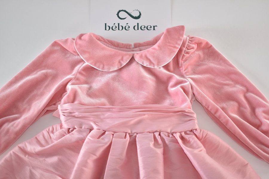 Pink velvet effect party dress