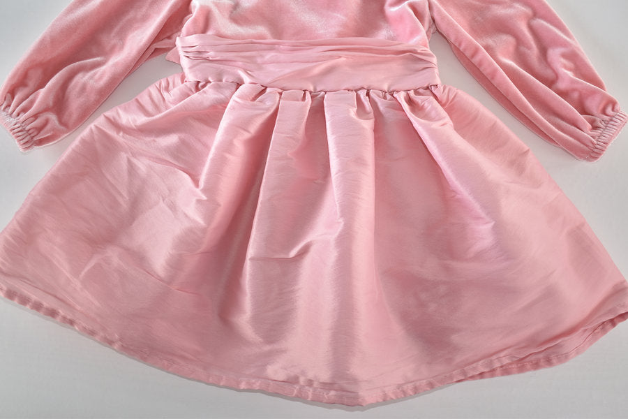 Pink velvet effect party dress