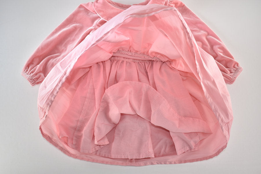 Pink velvet effect party dress