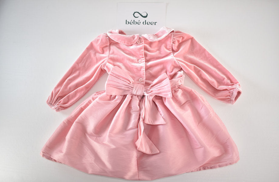 Pink velvet effect party dress