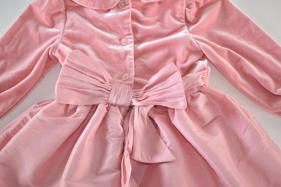 Pink velvet effect party dress