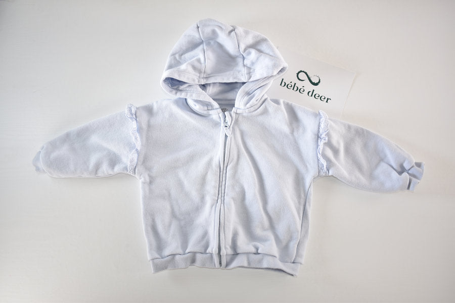 Light blue hooded zip jacket