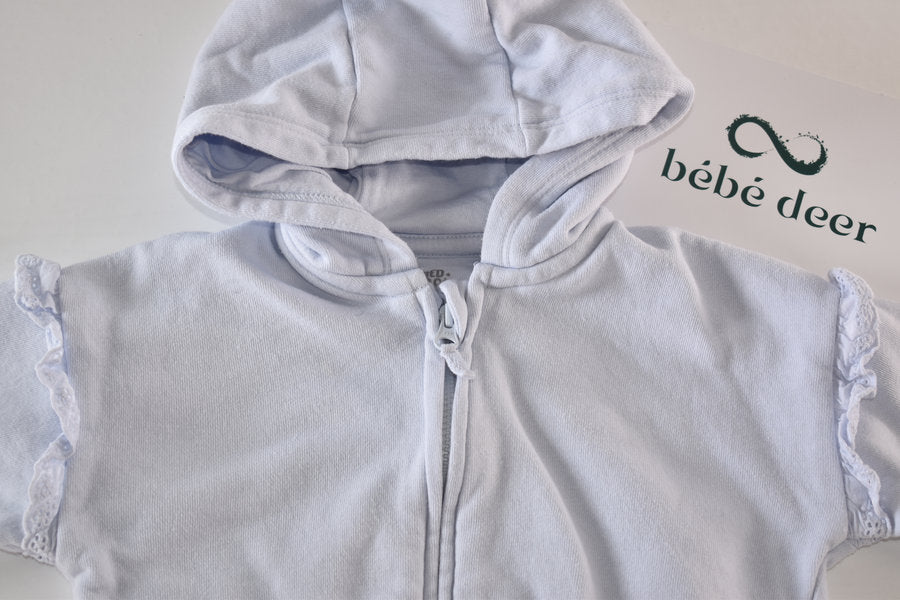 Light blue hooded zip jacket