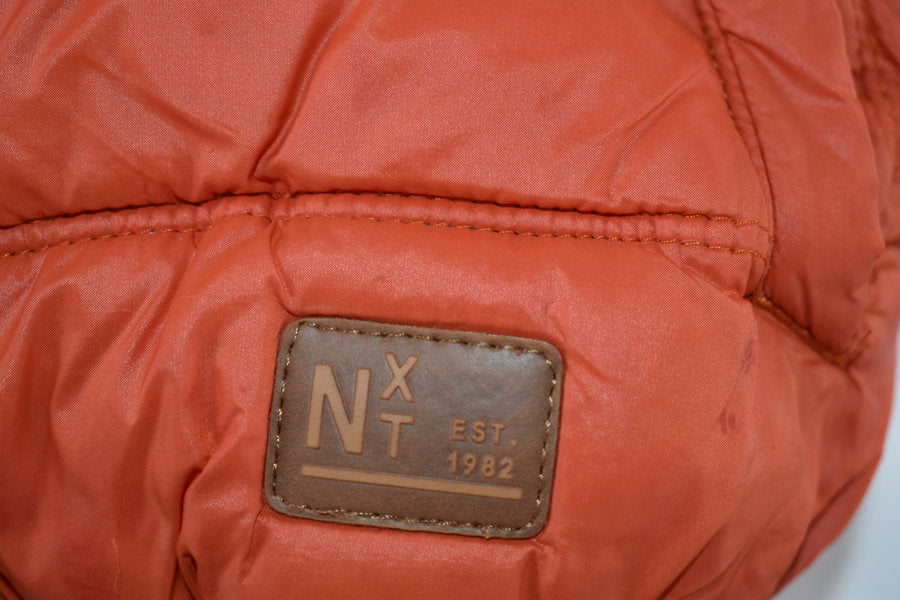 Orange hooded padded coat