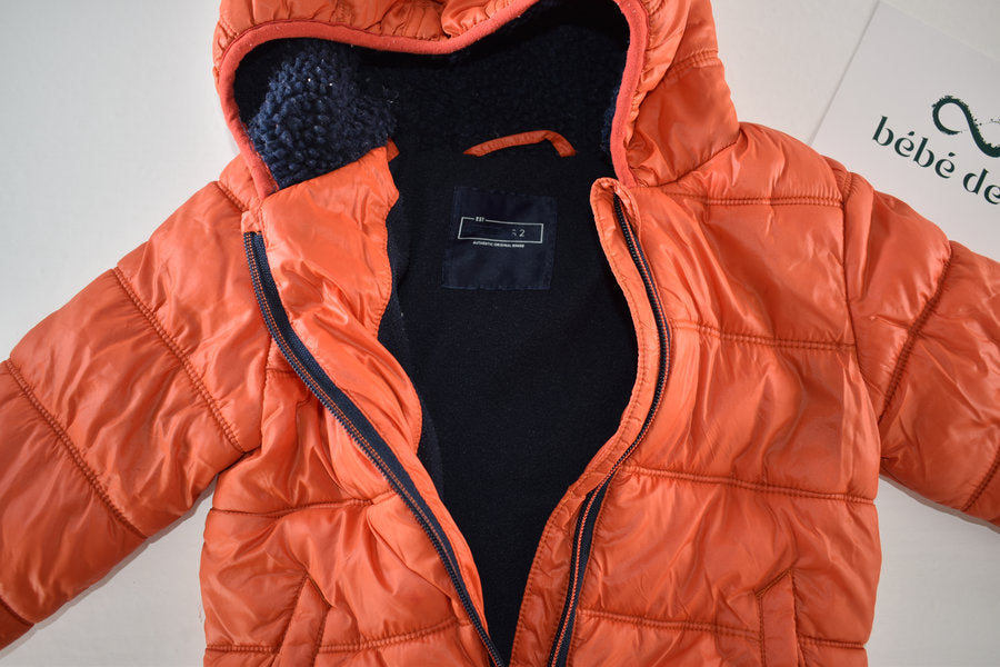 Orange hooded padded coat