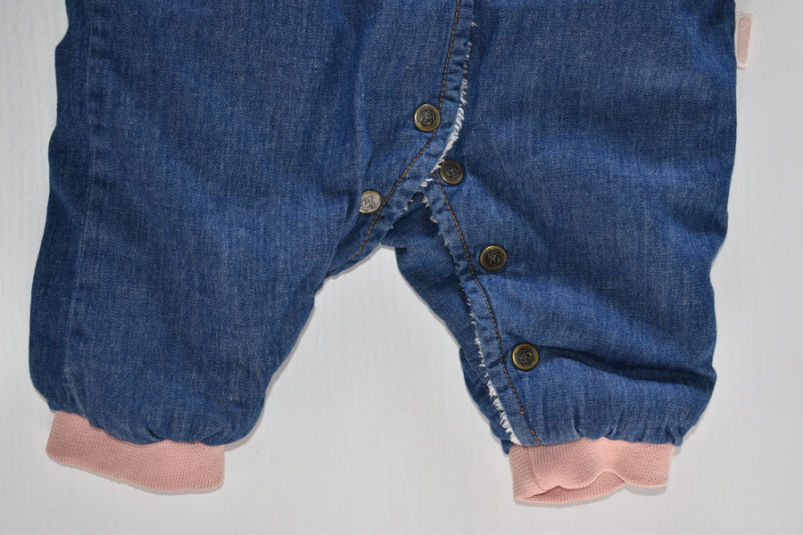 Denim hooded pramsuit with fleece lining