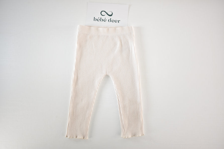 Cream ribbed leggings