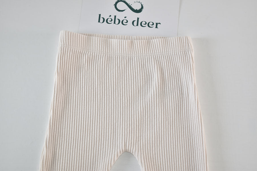 Cream ribbed leggings