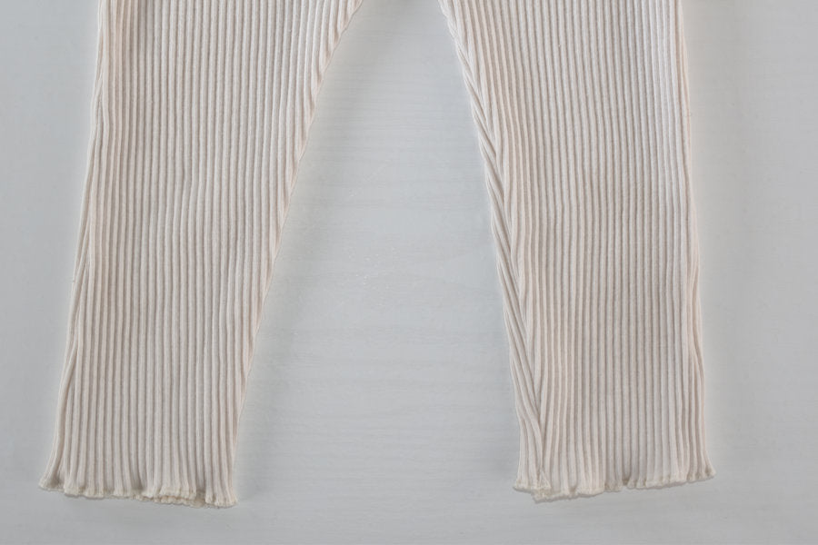 Cream ribbed leggings