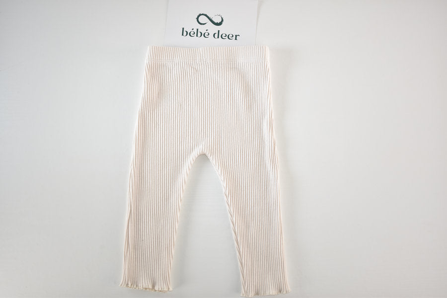 Cream ribbed leggings