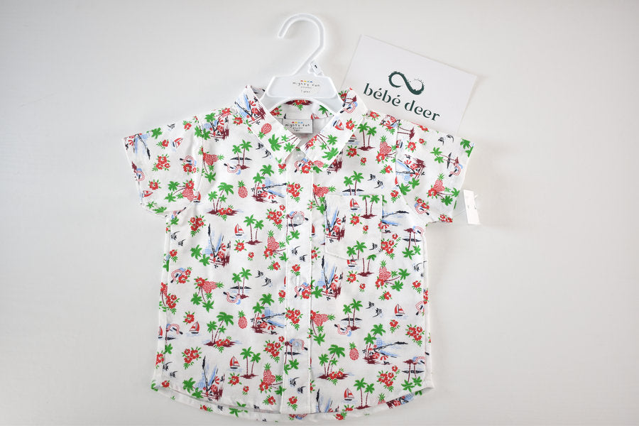 Chemise tropicale à manches courtes, neuve avec étiquettes