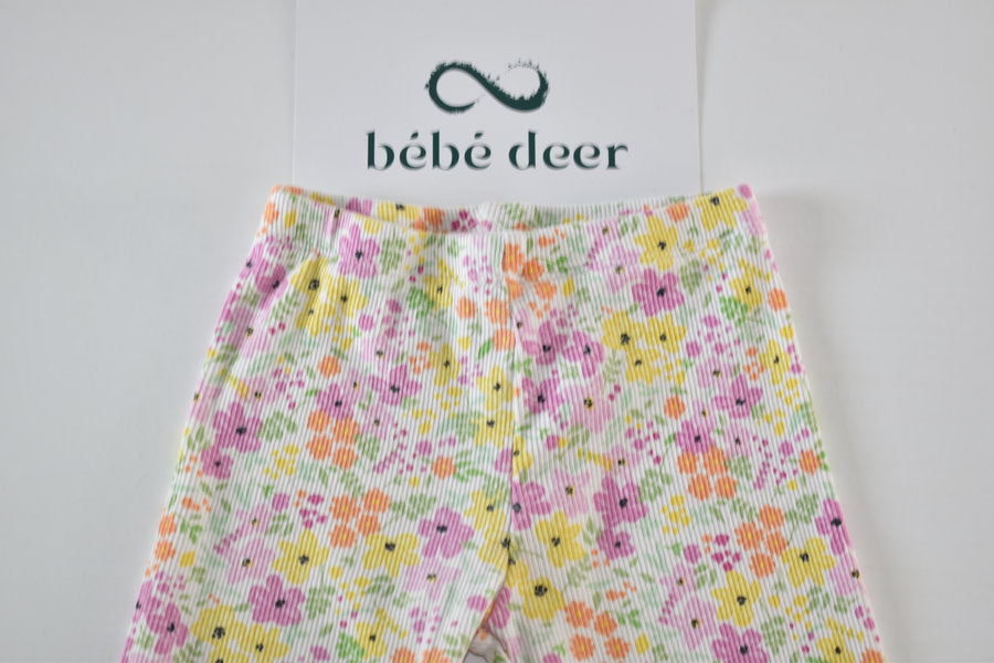 Floral ribbed short