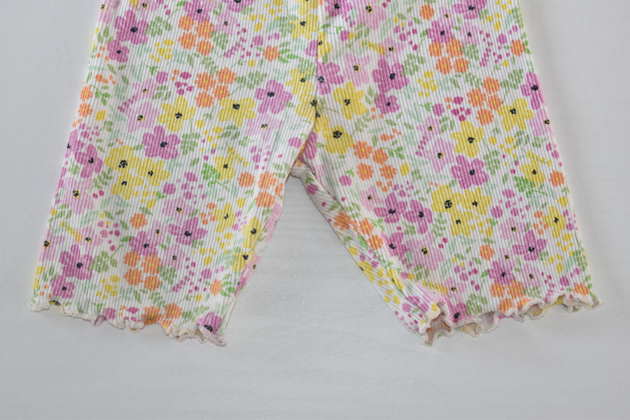 Floral ribbed short