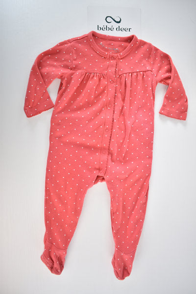Red polka dot sleepsuit with frill detail