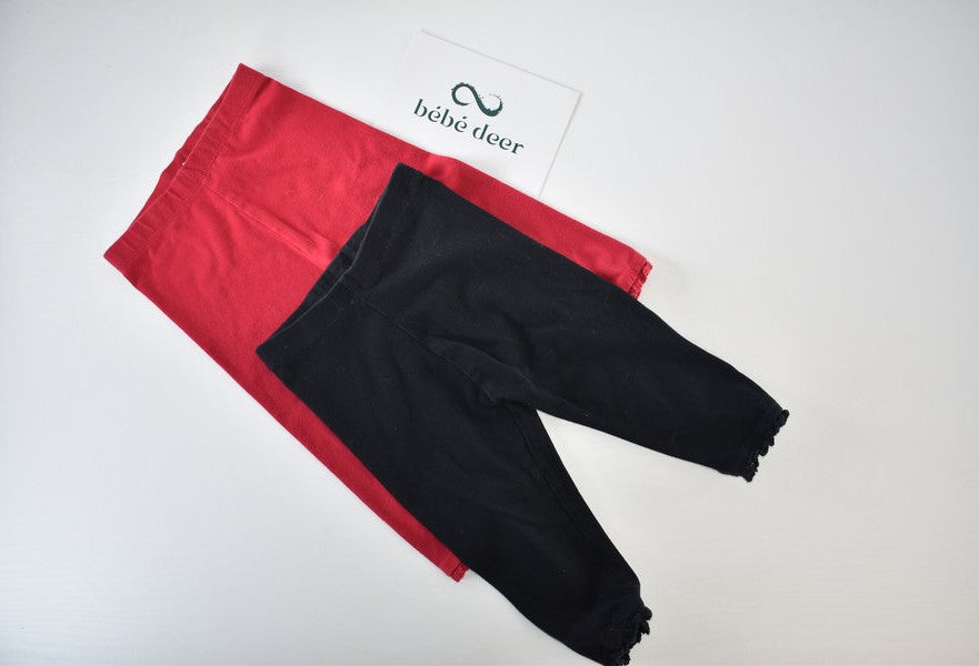 Pack of 2 leggings with decorative ankle trim