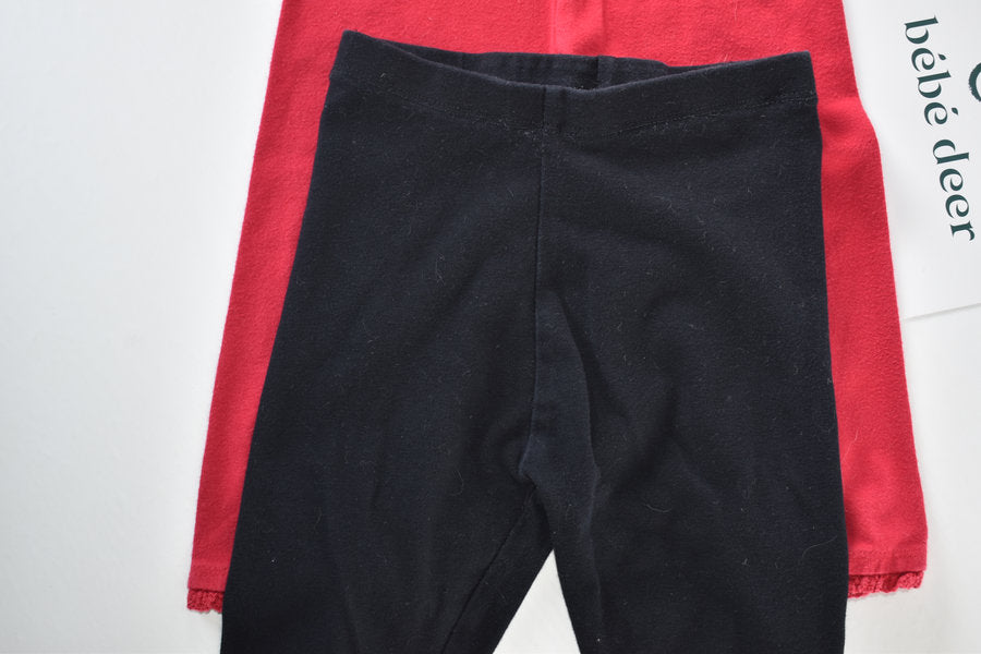 Pack of 2 leggings with decorative ankle trim
