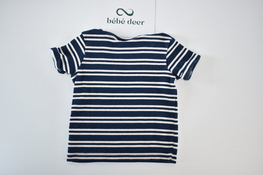 Navy and white striped t-shirt with pocket