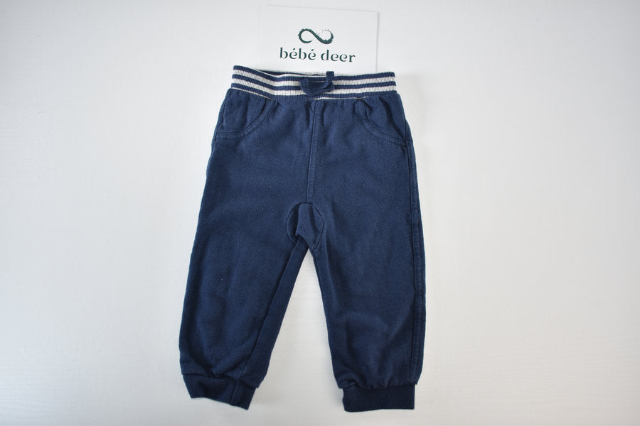 Navy trousers with striped waistband