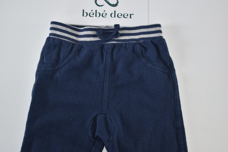 Navy trousers with striped waistband