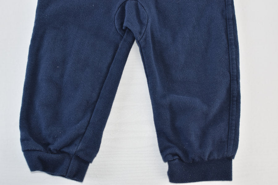 Navy trousers with striped waistband